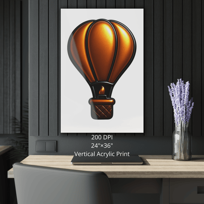 $1 Sample Icon - Premium 3D Style Digital Transparent PNG 'Metallic Orange' Hot Air Balloon