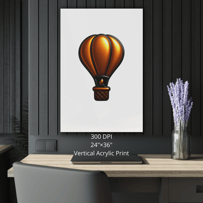 $1 Sample Icon - Premium 3D Style Digital Transparent PNG 'Metallic Orange' Hot Air Balloon