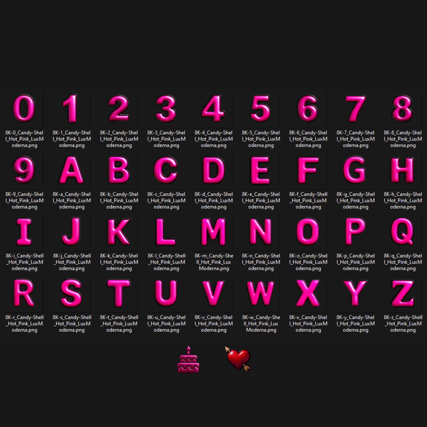 **Early Access MegaPack**  Premium 3D Style Digital Transparent PNG Suite 'Candy Shell Hot Pink'