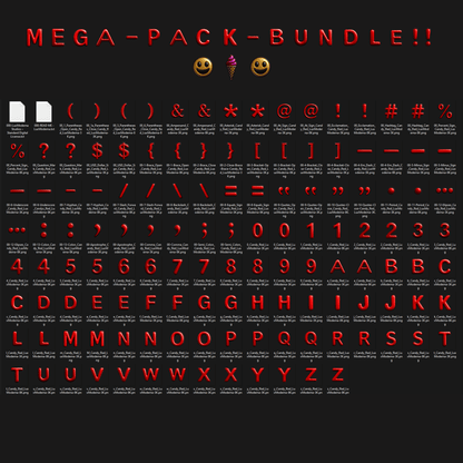 MegaPack - Premium 3D Style Digital Transparent PNG Suite 'Metallic Candy Red'