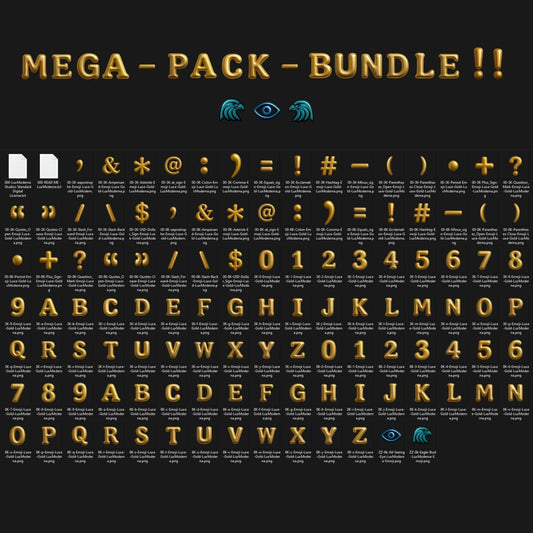 MegaPack - Premium 3D Style Digital Transparent PNG Suite 'Metallic Gold'